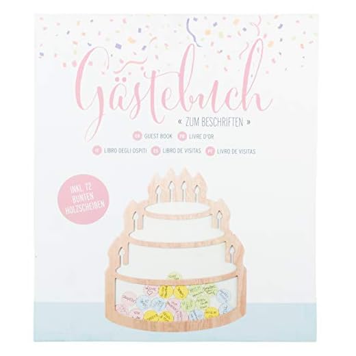 Brandsseller Libro de visitas Tarta de madera para cumpleaños, bodas, ocasiones especiales, con 72 corazones pastel de madera para escribir
