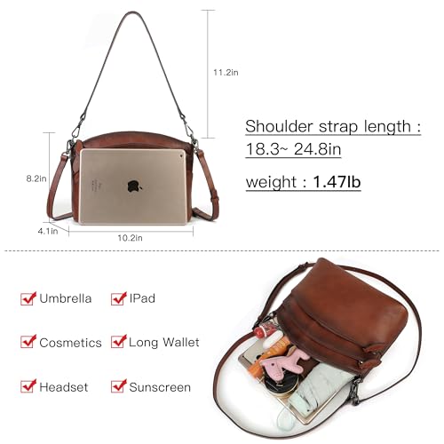 Image of Genuine Leather Purses for Women Vintage Crossbody Bags for Women Hand Bags Women's Shoulder Handbags | Genuine Leather