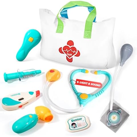 Doctor Kit for Toddlers 3-5 - Preschool Pretend Play Medical Kit with Stethoscope, Blood Pressure Cuff and Carrying Bag- Dress Up Toys for Kids Ages 3+ Years Cover