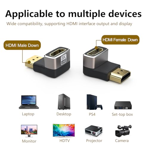 Adaptador HDMI 2.1 ángulo recto 8K 2 unidades miniatura 6