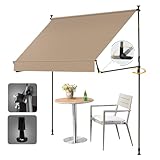 HOMEDEMO Manual Retractable Awning 118"x118" Foldable Side Bar 30°-180°,Outdoor Patio Awning Height Adjustable 82-118in Retractable Awning UV 50+ Protection,NO Drilling Awings for Backyard