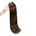 Full Shine Clip Hair Extensions 8 Pcs 18 Inch 100 Gram Seamless Hair Extensions Clip On Hair Straight Clip In Extensions Medium Brown Color 4 Skin Weft Clip In Hair Extensions for White Women