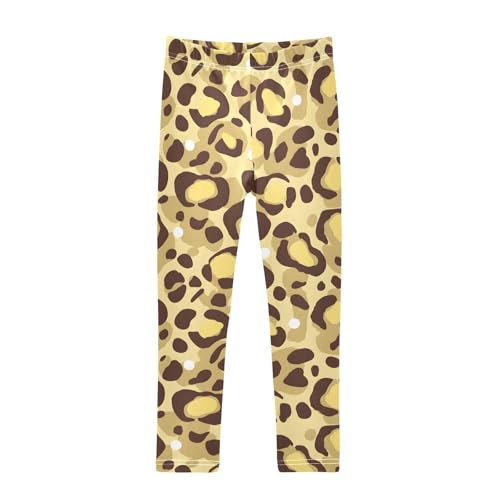 Yellow Leopard Girls Leggings Soft Stretch Workout Yoga Dance Pants for Kids Casual Tights