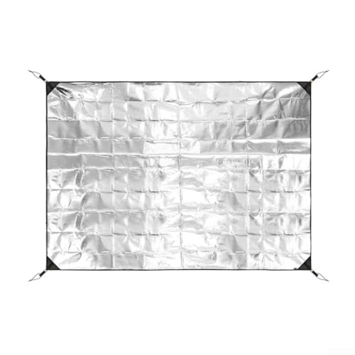 Estera de camping de película de aluminio de doble cara, hoja de suelo impermeable de polietileno grueso para senderismo, picnic y al aire libre para ocio, plata, varios tamaños disponibles