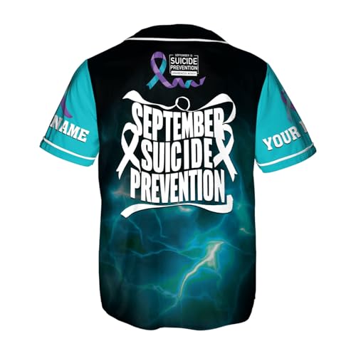 Custom Suicide Awareness Baseball Jersey, Suicide Prevention Shirt, Ribbon Suicide Awareness Pride Jersey Inspirational Gift miniatura 4