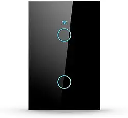 Interruptor Inteligente Wi-Fi Preto 2 Botões 2.4 GHz Smart Touch Bivolt Compatível com Alexa, Google Home, Tuya Neutro Paralelo Virtual