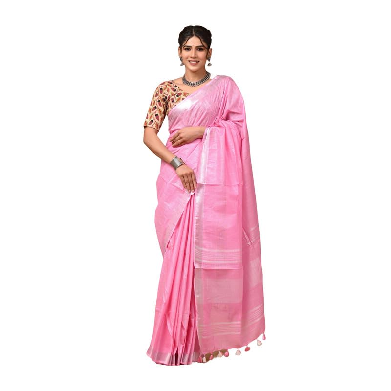 Heyam | Linen Cotton Handloom Bhagalpuri Saree with Blouse Piece