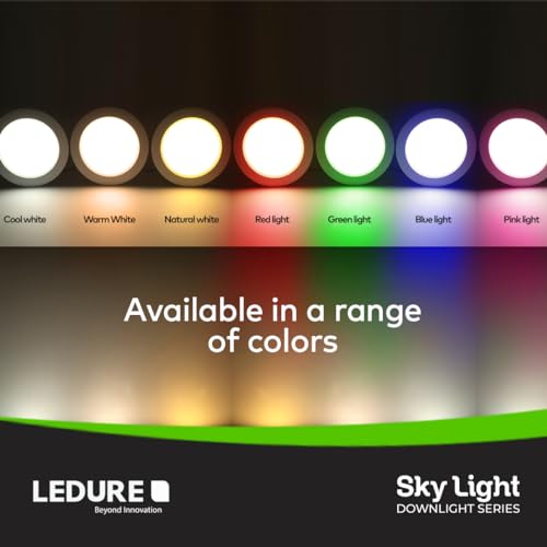 Image of LEDURE Sky Downlight 7W | Pack of 20 | Extra Bright | Concealed LED Light | Ceiling Light | 7W Cool White Round Downlight |Recessed Mount for Glare-Free | Cutout - 3 inch