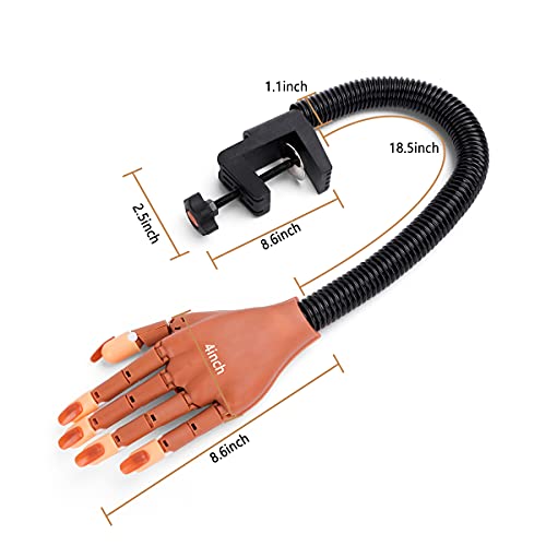 Lionvison Practice Hand For Acrylic Nails-Fake Nail Hand Practice For Fake Nails, Flexible Movable Practice Nail Hand For Acrylic Nail Kit, Maniquin Hand For Nail Practice With 100Pcs Refill Nail Tips #TOP6