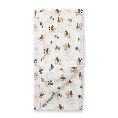 Image of Loulou Lollipop Muslin Swaddle Blanket for Baby Boy & Baby Girl - Soft Breathable Muslin Wrap, 47 inchx47 inch Receiving Blanket for Newborn & Toddler - Bears on Bikes