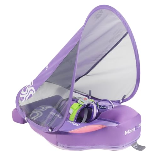 Image of Mambobaby Baby Float with Canopy & Tail Non-Inflatable Baby Swim Float Upgrade Soft Infant Pool Float Sun Protection Newborn Pool Float 3-24 Months Skin-Friendly Material for Toddler Boys Girls