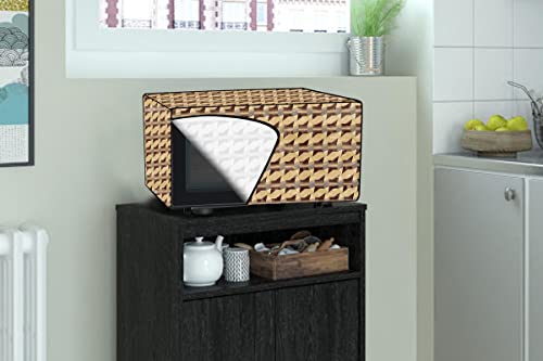 Image of Stylista PVC Microwave Oven Cover for Panasonic 20 L Solo NN-ST266BFDG, Symmetric Pattern Beige