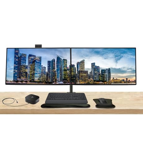 Image of HP Series 7 Pro 27-inch 727pm & 727pk 4K UHD 2160P Conferencing Monitors, 2 Pack Bundle with Desk Mount Stand, USB-C Multiport G5 Dock, MK650 Wireless Keyboard & Mouse, Gel Mouse & Wrist Pad