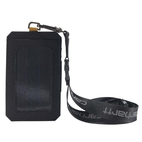 Carhartt Standard Ausweishalter aus Segeltuch, wasserabweisend, mit reflektierendem Schlüsselband, Nylon-Ente (Schwarz), Einheitsgröße