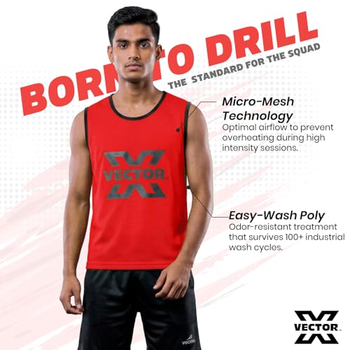 Image of Vector X 100% Polyester Mesh High sweat absorbent Training Bibs | Ideal for Foot ball Soccer Basketball Volleyball, Track and Field Play | Lightweight Scrimmage Vests Pennies