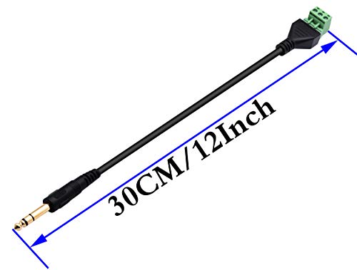 Conector Terminal de Tornillo 6.35mm Stereo Audio 2 Pins 30cm Pack 2 miniatura 2