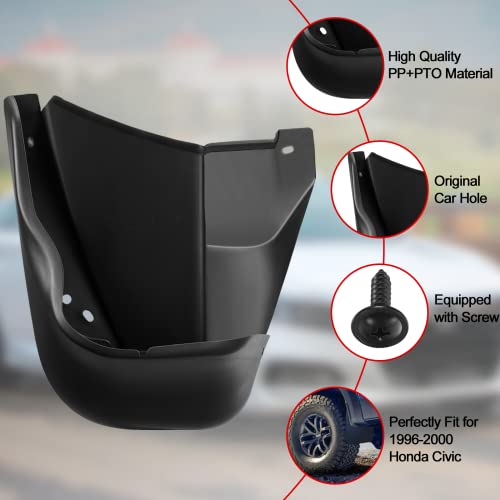 Image of BDFHYK Mud Flaps Splash Guards 4PCS Front & Rear Side Mud Guards Compatible with Honda Civic 1996-2000 Without OEM Fender Flares