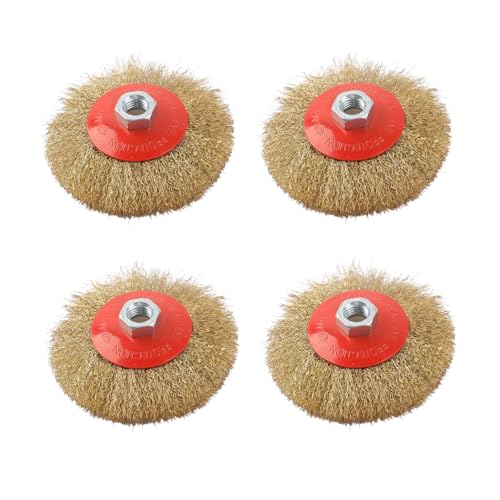 Luckwaii Brosse métallique pour meuleuse d'angle, 4 pièces brosses coniques fil ondulé acier inoxydable propre Ø 115 mm flex brosse en acier en fil d'acier ondulé...