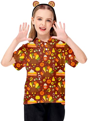 Image of AOBUTE Kids 4th of July Polo American Flag Short Sleeve Button Down Shirts Tops 3-14 Years