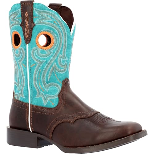Bottes western en hickory Durango bout carré en cuir marron foncé pour femme en 40