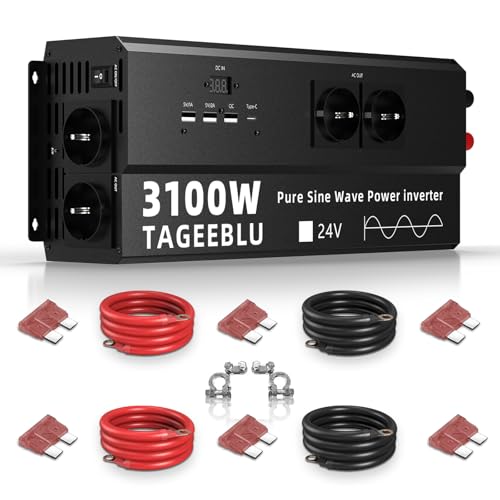 Convertisseur 24v 220v pur sinus 3100W pour camion avec 4 prises UE