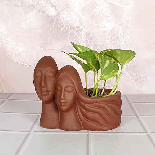 Image of Lasaki Couple Truffle Ceramic Pots for Indoor Plants, Planters, Flower, gamla, Outdoor, Balcony, Home, Garden, Office Decor, Succulent Pot(L - 16 X W - 10 X H - 14.5 cm)(Plants not Included)