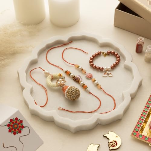 Image of Premium Handmade Designer Rakhi Set for Brother and Bhabhi Adjustable Couple Rakhi with Roli Chawal & Nariyal