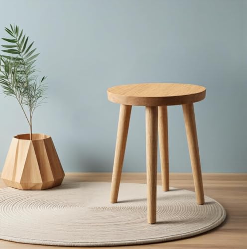 Pinyunxuan 木製 スツール椅子木製円形ダイニングチェア天然木材ミニテーブ 植木鉢棚 食卓用の椅子と家具、組み立てが簡単、玄関用の脚?、キッチン、リビング、来客用 食事用30 × 30 × 43 cm耐荷重100kg原木色