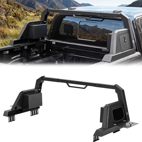 Image of JOYTUTUS Roll Bar for Full Size Truck with Waterproof Storage Lock Boxes, Adjustable Width Pickup Chase Rack Sports Bar Compatible with F150, F250, F350, Silverado, Sierra, Ram 1500 2500 3500, Tundra