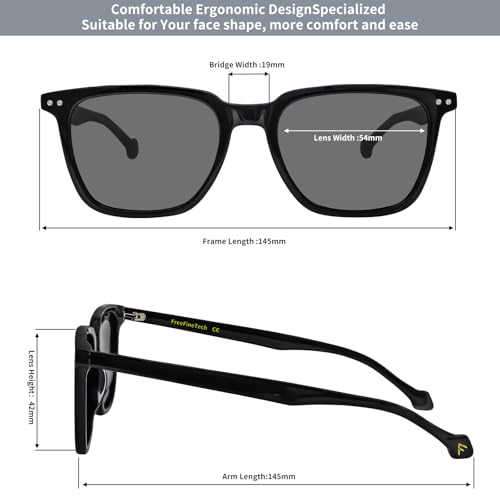 FreeFineTech Polarized Sunglasses UV400 Protection Acetate Frame Metal Vintage Retro Square Sunglasses for Men and Women2