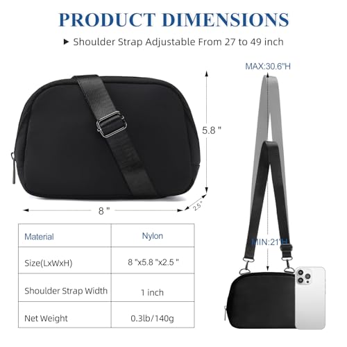 MAXTOP Kleine Crossbody Bag Damen Umhängetasche Damen mit abnehmbarem Riemen Cross Body Bag Sling Cell Phone Purse für Travel Essentials Schwarz