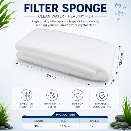 Image of Despacito Sponge Filter for Aquarium Filters Sponge for Fish Tank Mechanical and Biological Filtration Sponge for Top Fish Tank Filters Sponge Aquarium Biochemical Cotton Filter Foam Sponge(1PC,White)