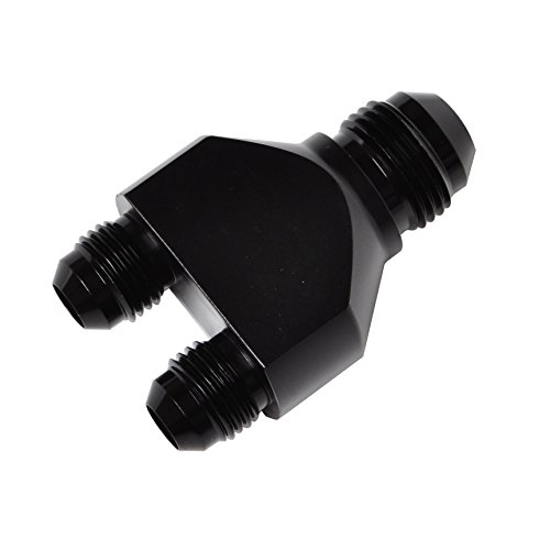 Ac Performance Black Aluminum Male -10 An To 2 X -10An Male Flare Coupling Union Y Block Splitter Hose Adapter Fitting, An10 To 2 X An10 Male Thread Parallel Tail 3 Way Connector #TOP3