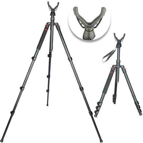 Image of Adjustable Shooting Tripod for Rifles Shooting Stick Level-Lock 3-in-1 Tripod Monopod Bipod, 22.8″-61″ Height, Lightweight Aluminum Alloy with Carrying Bag, Stable Rifle Rest for Hunting & Outdoor