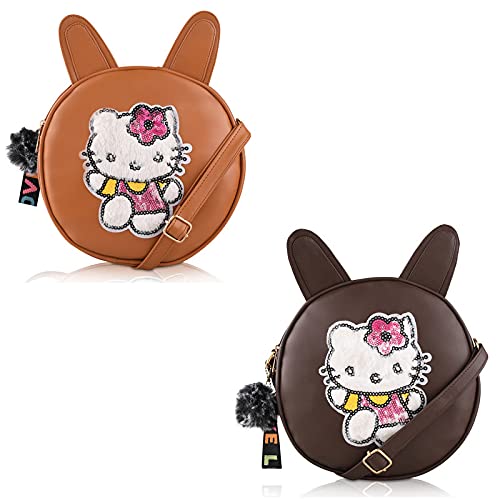 Le Platinum Cat Cartoon Sling Bag For Kids/Girls/Women/Teens (Small Size Purse) - Cross Boy Shoulder bags for Girls - Best Gift For Birthday/Return Gift Pack of 2