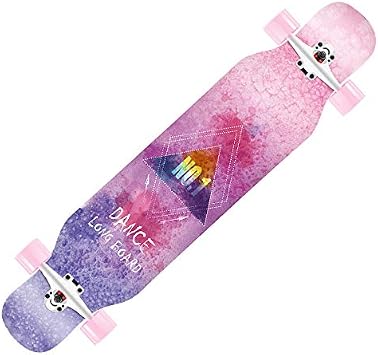 Skateboard Longboard 42" - Black White Grid Complete Skateboard Cruiser, Suitable for Sculpture, Freestyle, Danceboard and Downhill Cool Girls.,04