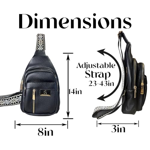 Sling Bag Fashion Backpack for Women Vegan Leather Crossbody Bags Fanny Pack Chest Bag for Travel (Black)3