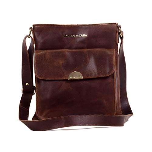 Angela N Zaira (A&Z style 181018; TAN) Genuine Leather Crossbody bag Shoulder bag Sling bag