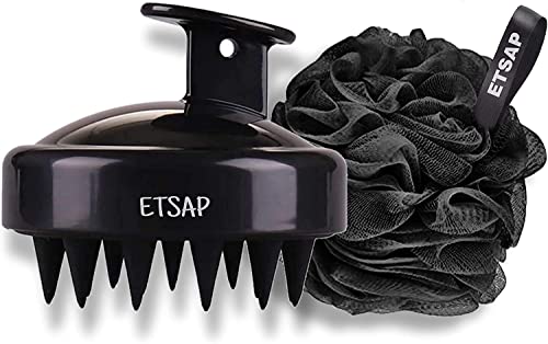 ETSAP Premium Handheld Scalp Manual Massager Shampoo Brush & bathing loofah for Hair Washing and Body Cleaning, Silicone Head Body Massager Brush, Shampoo Scalp Shower Hair Brush.