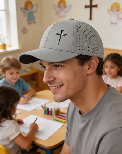 Image of Jesus 3 Nail Cross Hat Christian Religious Gifts for Christma with Embroidered - Adjustable Snapback Baseball Cap