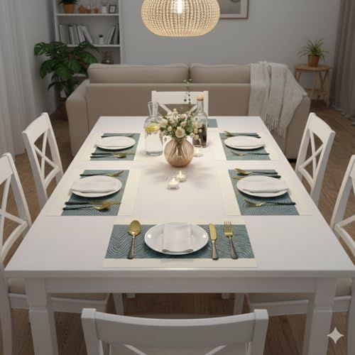Image of YELONA Placemats Set of 6, Heat-Resistant Woven Vinyl Table Mats, Non-Slip & Washable Dining Tablemats for Kitchen & Dinner Decor, Anchor Grey (45cm x 30cm)