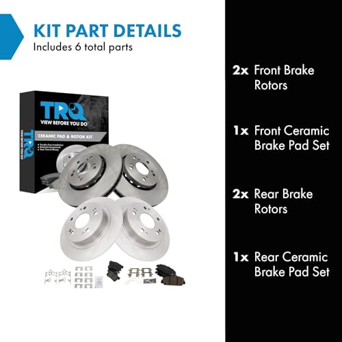 Image of TRQ Front and Rear Brake Pad and Rotor Set Ceramic