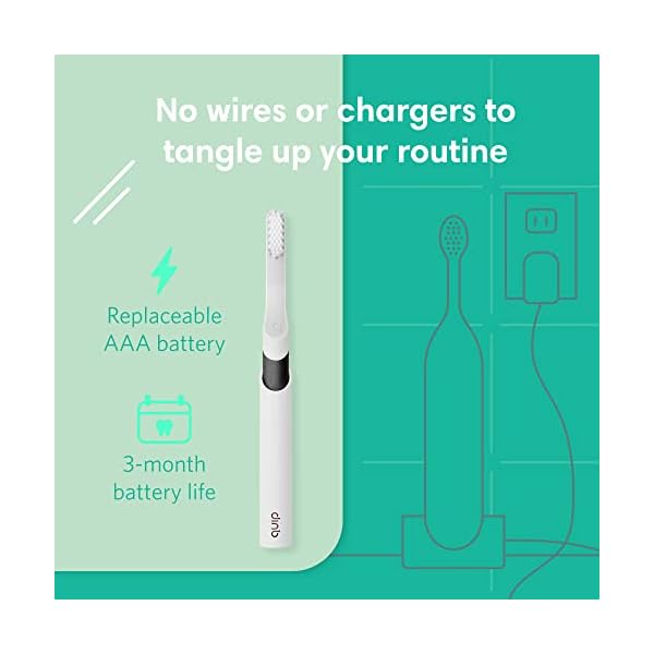 quip Adult Electric Toothbrush Sonic Toothbrush with Travel Cover & Mirror Mount, Soft