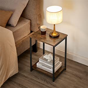 VASAGLE Side Table, Bedside Table, End Table with Storage Shelf, Steel Frame, for Living Room, Sitting Room, Bedroom, Industrial, Rustic Brown and Black LET271B01 - Image 5