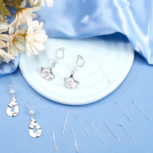 SOFPLATE 1 Box 600Pcs Long Earring Pins Silver Eye Pin jewellery Brass Hypoallergenic Thin Straight Screws Beads Hole jewellery Head Pins for jewellery Making Earring Bracelet Accessories Supplies DIY - Image 4