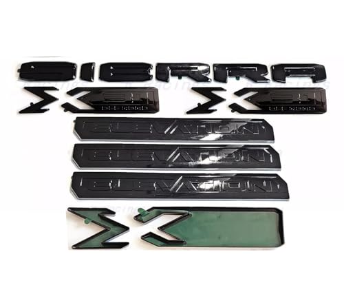 Image of 6Pc Elevation Sierra Bed X31 Emblem Door Tailgate 3DBadge Nameplate Replacement for 2019-2023 Gen Sierra 1500 (Overlay Emblem Gloss Black)