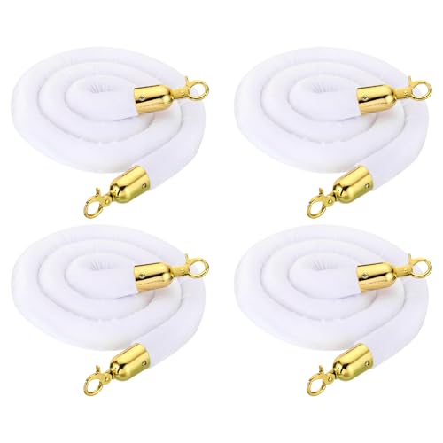 Corde de barrière de contrôle des foules en velours blanc et crochets dorés raffinés PATIKIL