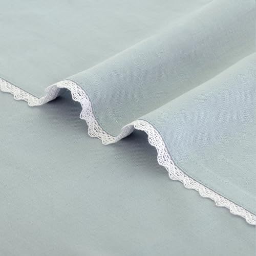 Image of FINGERCRAFT Lace Trim Cloth Napkins Set of 6, 20x20 Inch Cotton Linen Blend Dinner Napkins, Reusable Washable Table Napkins for Wedding, Farmhouse Dining, Parties & Home Decor (Aqua)