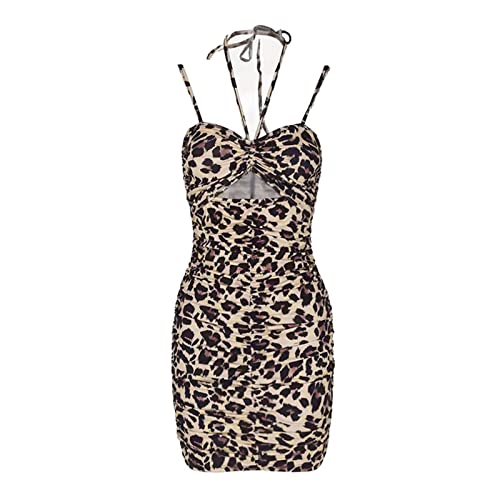 Jinlan Fuzhuang Leopard Print Slip Dress Party Damenkostüm (Farbe1, M) Cover