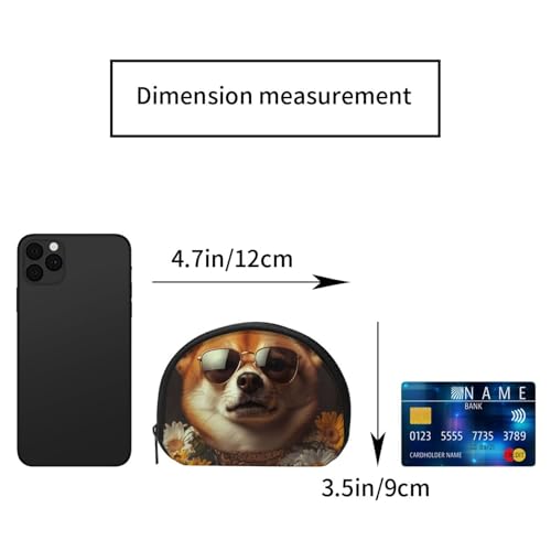 Portable Coin Purse Hipster-Shiba-Inu-Daisy Mini Zippered Money Pouch Card Holder2
